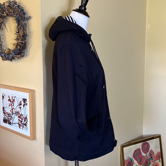 RALPH LAUREN Size Large Hoodie Sweatshirt Zip & Snap Dual Layer Striped Interior - Picture 3 of 16